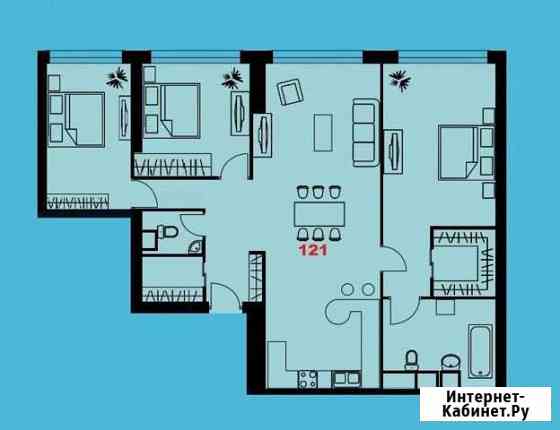 Квартира со свободной планировкой, 119.7 м², 37/38 эт. на продажу в Москве Москва