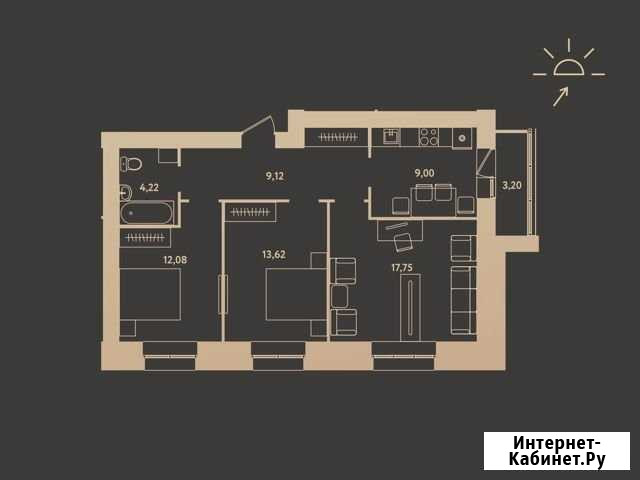 3-комнатная квартира, 68.6 м², 13/17 эт. на продажу в Барнауле Барнаул - изображение 1