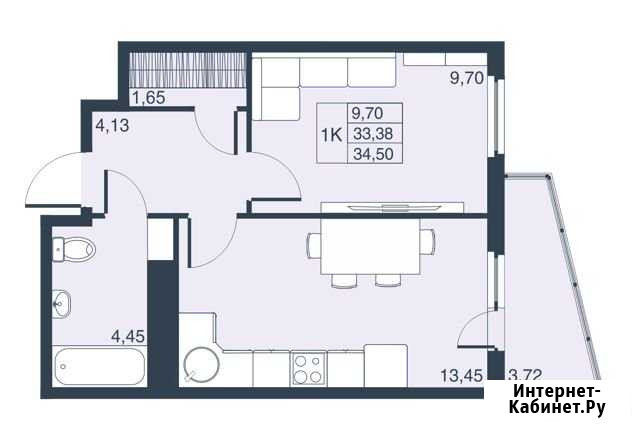 1-комнатная квартира, 33.4 м², 17/23 эт. на продажу в Мурино Мурино - изображение 1