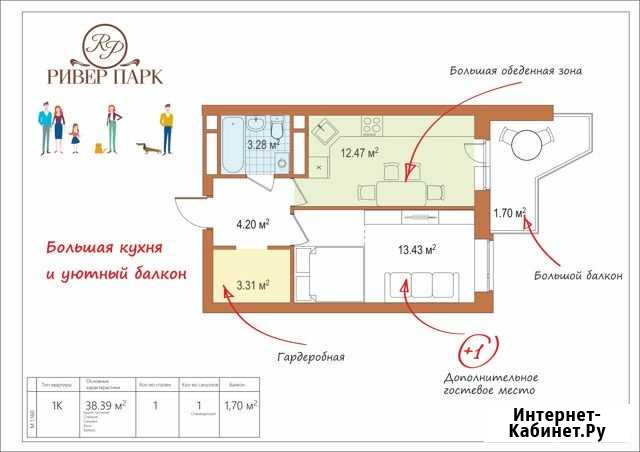 1-комнатная квартира, 38.4 м², 5/14 эт. на продажу в Перми Пермь - изображение 1