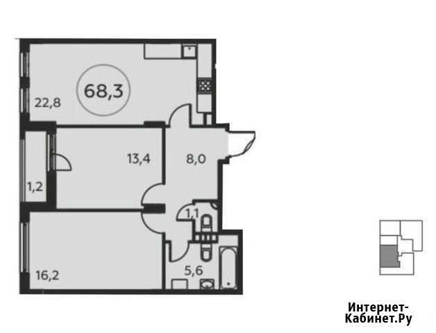 2-комнатная квартира, 68.3 м², 2/15 эт. на продажу в Коммунарке Коммунарка - изображение 1