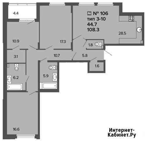 4-комнатная квартира, 108 м², 3/7 эт. на продажу в Санкт-Петербурге Санкт-Петербург