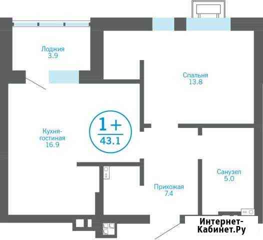 1-комнатная квартира, 43.1 м², 2/19 эт. на продажу в Тюмени Тюмень