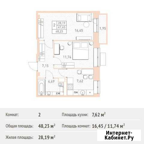 2-комнатная квартира, 48.2 м², 15/17 эт. на продажу в Балашихе Балашиха - изображение 1