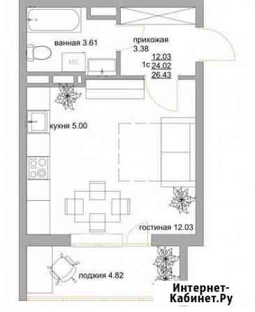 Квартира-студия, 26.5 м², 5/18 эт. на продажу в Челябинске Челябинск