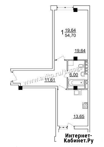 1-комнатная квартира, 54.7 м², 5/10 эт. на продажу в Белгороде Белгород - изображение 1