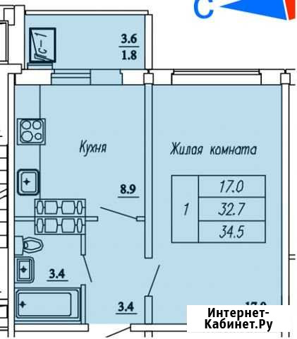 1-комнатная квартира, 34.5 м², 10/16 эт. на продажу в Кирове Киров - изображение 1