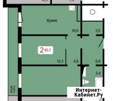 2-комнатная квартира, 66.7 м², 10/17 эт. на продажу в Красноярске Красноярск - изображение 1