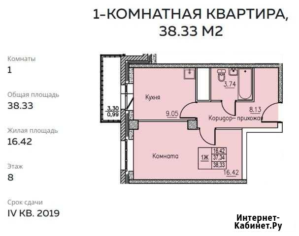 1-комнатная квартира, 40.3 м², 8/25 эт. на продажу в Красноярске Красноярск - изображение 1