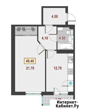 1-комнатная квартира, 48.4 м², 9/20 эт. на продажу в Кудрово Кудрово - изображение 1