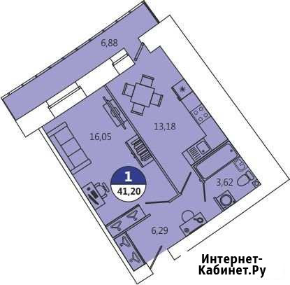 1-комнатная квартира, 41.2 м², 7/12 эт. на продажу в Северодвинске Северодвинск - изображение 1