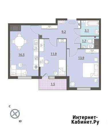 2-комнатная квартира, 57.8 м², 8/33 эт. на продажу в Екатеринбурге Екатеринбург