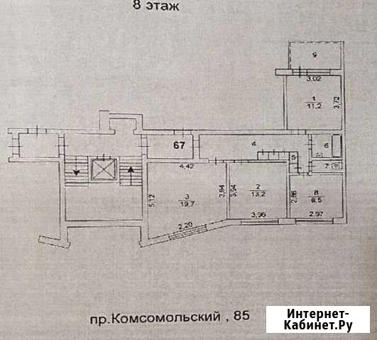 Комната 19.7 м² в 3-ком. кв., 8/9 эт. на продажу в Челябинске Челябинск - изображение 1