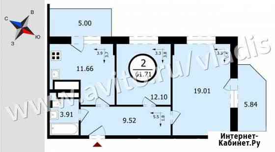 2-комнатная квартира, 61.7 м², 1/17 эт. на продажу во Владимире Владимир