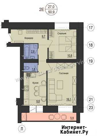 2-комнатная квартира, 50.9 м², 8/9 эт. на продажу в Волгограде Волгоград - изображение 1