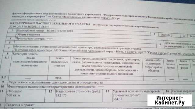 Участок ИЖС 5 сот. на продажу в Сургуте Ханты-Мансийского АО Сургут - изображение 1