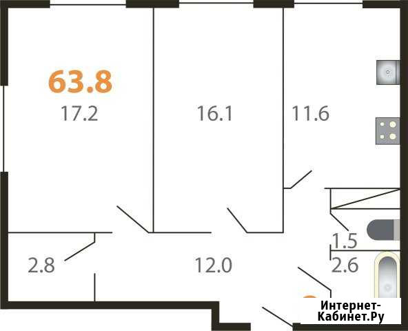 2-комнатная квартира, 63.8 м², 3/5 эт. на продажу в Щёлково Щёлково - изображение 1