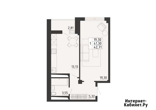 1-комнатная квартира, 42.7 м², 13/14 эт. на продажу в Липецке Липецк - изображение 1