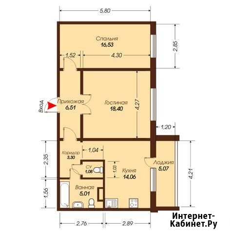 2-комнатная квартира, 64.9 м², 9/10 эт. на продажу в Челябинске Челябинск - изображение 1