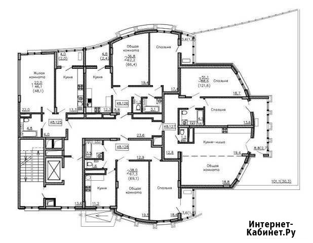 3-комнатная квартира, 121.6 м², 3/9 эт. на продажу в Воронеже Воронеж - изображение 1