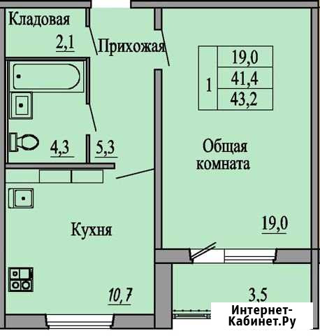 1-комнатная квартира, 43.2 м², 14/16 эт. на продажу в Орле Орёл - изображение 1