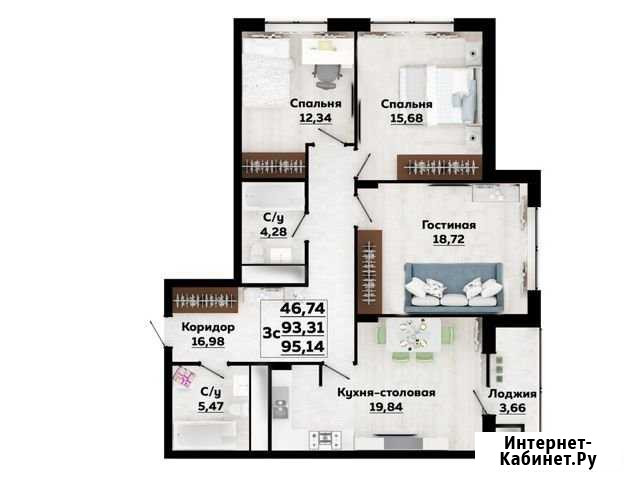 3-комнатная квартира, 94 м², 8/25 эт. на продажу в Рязани Рязань - изображение 1