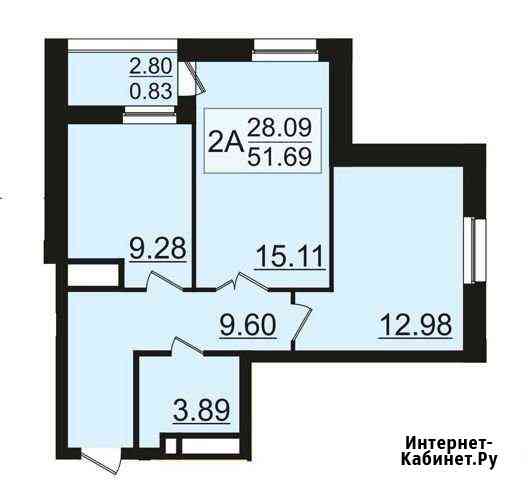 2-комнатная квартира, 51.7 м², 3/13 эт. на продажу в Казани Казань