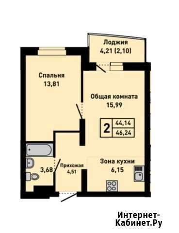 2-комнатная квартира, 46.2 м², 5/25 эт. на продажу в Барнауле Барнаул - изображение 1