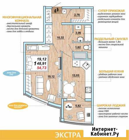 1-комнатная квартира, 54.7 м², 8/16 эт. на продажу в Рязани Рязань - изображение 1