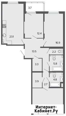 3-комнатная квартира, 107.7 м², 3/6 эт. на продажу в Санкт-Петербурге Санкт-Петербург - изображение 1
