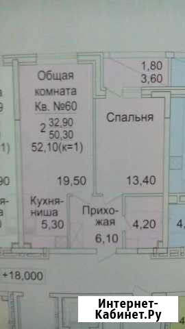 2-комнатная квартира, 52.1 м², 6/22 эт. на продажу в Ростове-на-Дону Ростов-на-Дону - изображение 1