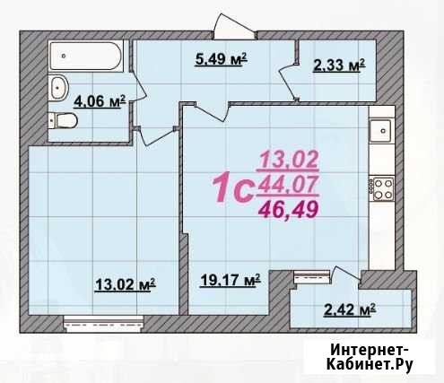 1-комнатная квартира, 46.5 м², 5/18 эт. на продажу в Рязани Рязань - изображение 1