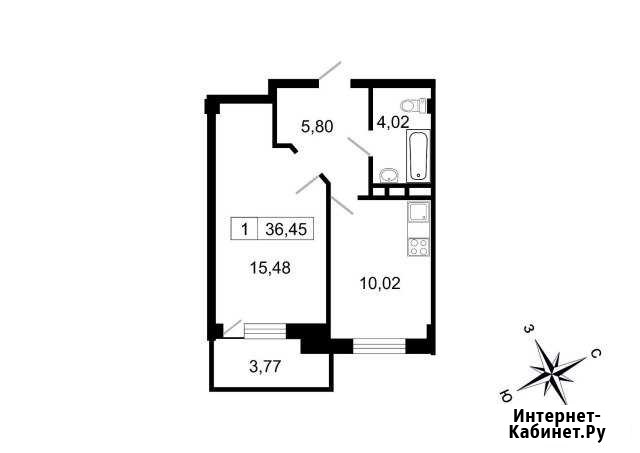 1-комнатная квартира, 36.5 м², 1/10 эт. на продажу в поселке Свердлова Свердлова - изображение 1