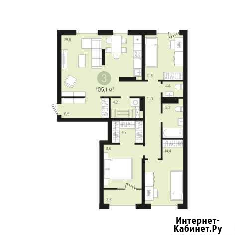 3-комнатная квартира, 105.1 м², 2/8 эт. на продажу в Сургуте Ханты-Мансийского АО Сургут - изображение 1