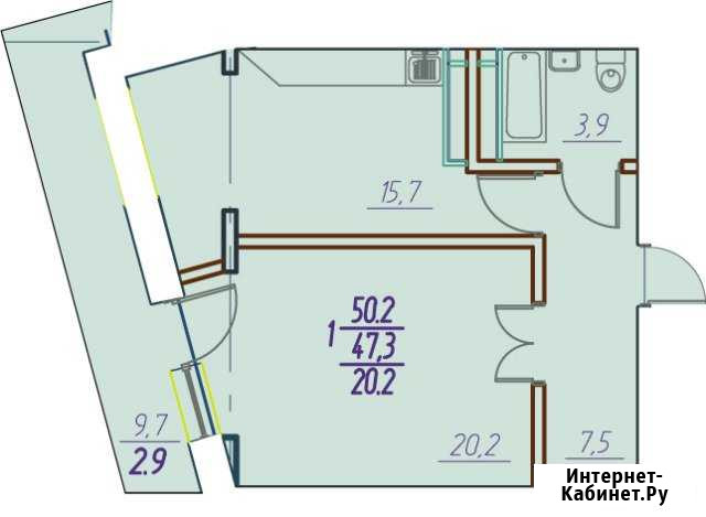 1-комнатная квартира, 50.2 м², 3/18 эт. на продажу в Улан-Удэ Улан-Удэ - изображение 1