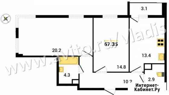 2-комнатная квартира, 67.4 м², 3/19 эт. на продажу во Владимире Владимир