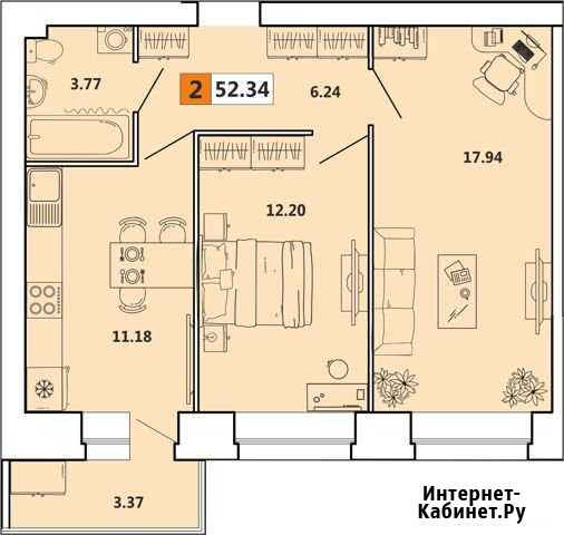2-комнатная квартира, 52 м², 7/10 эт. на продажу в Архангельске Архангельск - изображение 1
