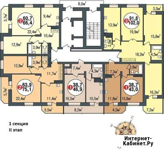 1-комнатная квартира, 46.9 м², 4/24 эт. на продажу в Новосибирске Новосибирск - изображение 1