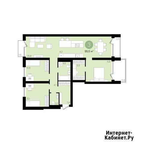 3-комнатная квартира, 107.5 м², 2/8 эт. на продажу в Новосибирске Новосибирск - изображение 1
