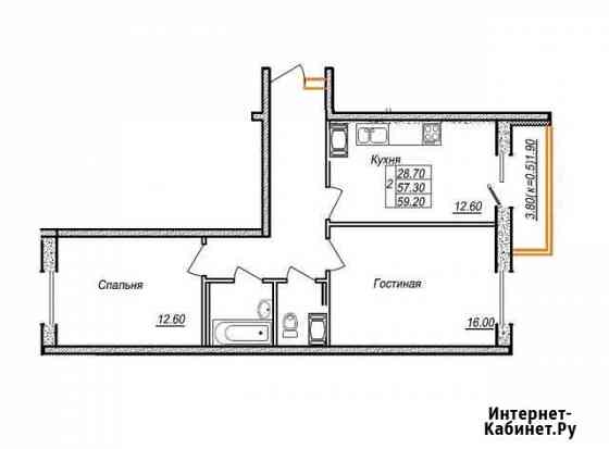 2-комнатная квартира, 59.2 м², 25/25 эт. на продажу в Сертолово Сертолово