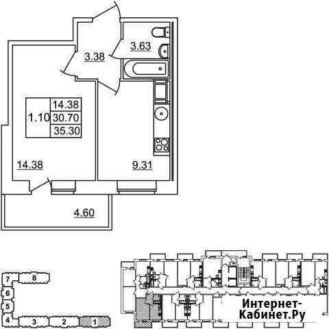 1-комнатная квартира, 35.3 м², 9/12 эт. на продажу в Янино-1 Янино-1