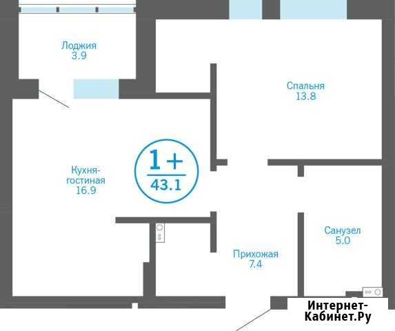 1-комнатная квартира, 43.1 м², 2/23 эт. на продажу в Тюмени Тюмень - изображение 1