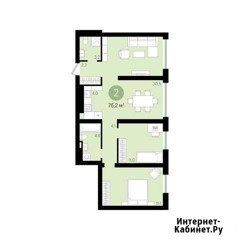 2-комнатная квартира, 76.2 м², 2/8 эт. на продажу в Новосибирске Новосибирск - изображение 1