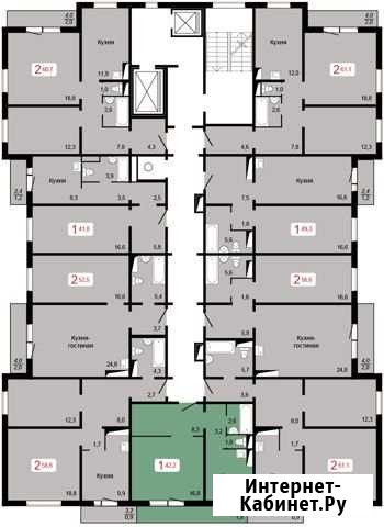 1-комнатная квартира, 42.2 м², 11/17 эт. на продажу в Красноярске Красноярск - изображение 1