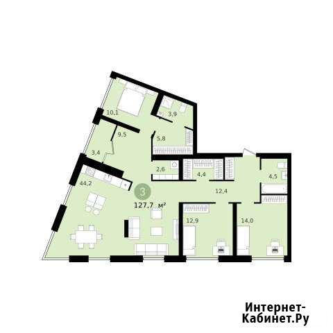3-комнатная квартира, 127.7 м², 11/11 эт. на продажу в Екатеринбурге Екатеринбург - изображение 1