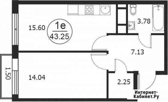 1-комнатная квартира, 43.3 м², 1/4 эт. на продажу в Некрасовском Московской области Некрасовский