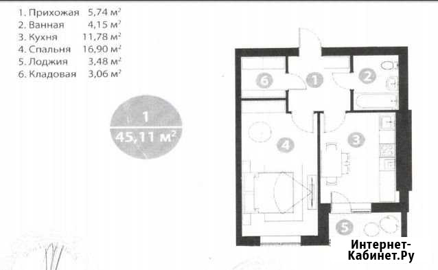 1-комнатная квартира, 45.1 м², 3/6 эт. на продажу в Зеленоградске Зеленоградск - изображение 1