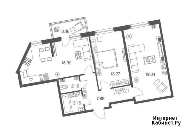 2-комнатная квартира, 65.3 м², 1/4 эт. на продажу в Токсово Токсово - изображение 1