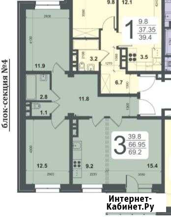 3-комнатная квартира, 69 м², 16/18 эт. на продажу в Иркутске Иркутск - изображение 1