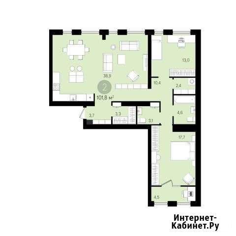 2-комнатная квартира, 101.8 м², 11/11 эт. на продажу в Екатеринбурге Екатеринбург - изображение 1